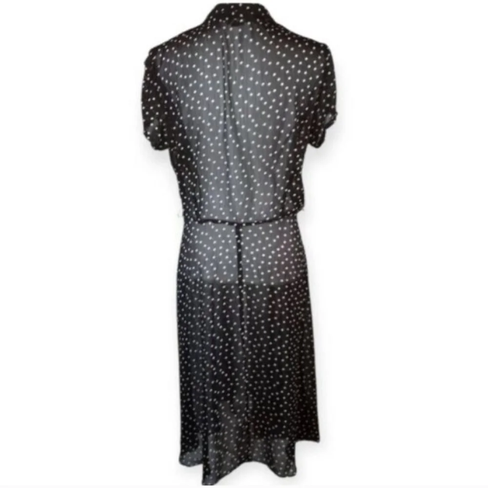 MSK BLACK & WHITE POLKA-DOT SHEER DRESS SZ.12 EUC. - Picture 3 of 5